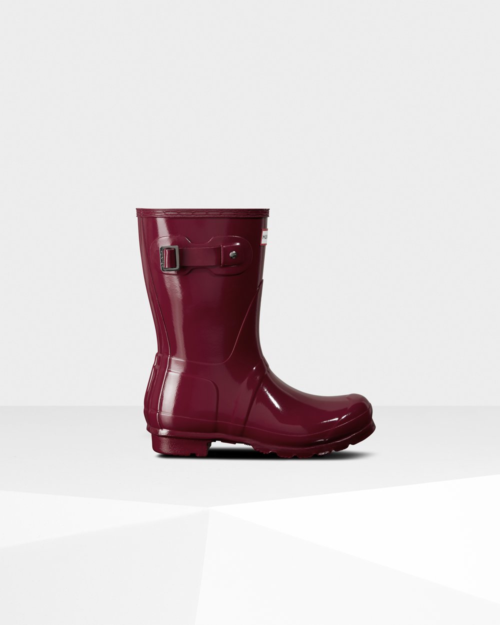 Womens Short Rain Boots - Hunter Original Gloss (01BFVYKUD) - Claret/Red